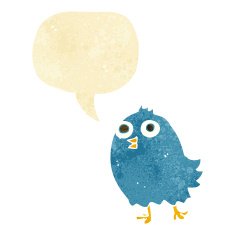 cartoon happy bird with speech bubble N5