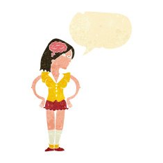 cartoon intelligent woman with speech bubble N4