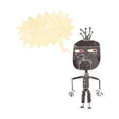 cartoon robot with speech bubble N10