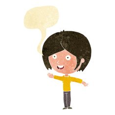 cartoon happy girl waving with speech bubble N2