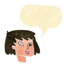 cartoon pretty female face with speech bubble N14