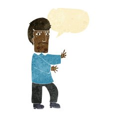 cartoon grumpy man with speech bubble N2