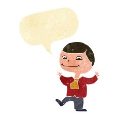 Cartoon happy boy with speech bubble N15