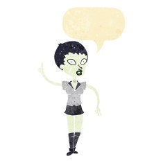 cartoon halloween girl with speech bubble N4