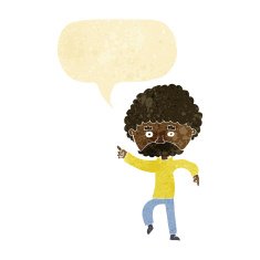 cartoon seventies style man disco dancing with speech bubble