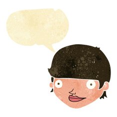 cartoon happy female face with speech bubble N27