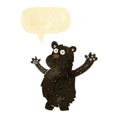 cartoon funny black bear with speech bubble N2
