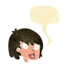 cartoon happy female face with speech bubble N28