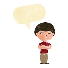 cartoon grumpy man with speech bubble N3