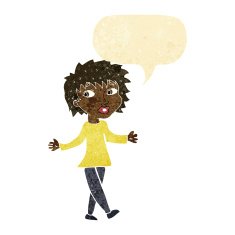 cartoon woman with no worries speech bubble N4
