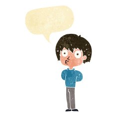 cartoon impressed boy with speech bubble N2