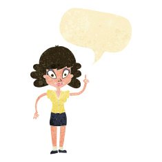 cartoon happy woman with idea speech bubble N2