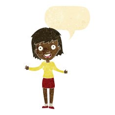 cartoon excited woman with speech bubble N17