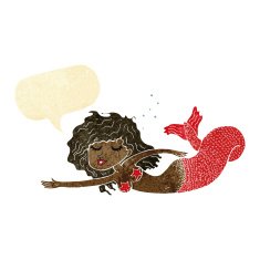 cartoon mermaid with speech bubble N7