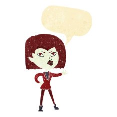 cartoon vampire girl with speech bubble N31