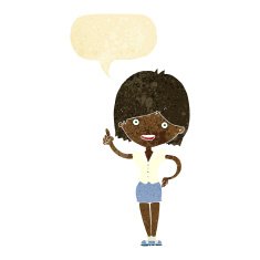 cartoon woman with idea speech bubble N24