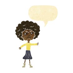 cartoon annoyed old woman with speech bubble N3