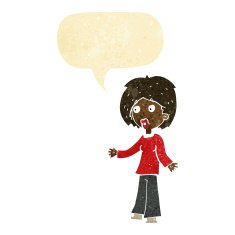 cartoon surprised woman with speech bubble N30