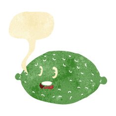 cartoon lime with speech bubble