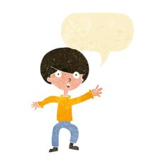 cartoon panicking boy with speech bubble N2