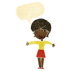 cartoon woman giving thumbs up symbol with speech bubble N8