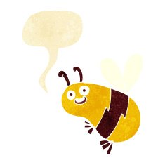 funny cartoon bee with speech bubble N2