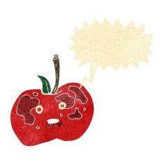 cartoon apple with speech bubble N5