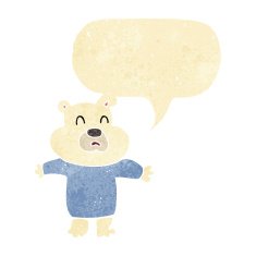 cartoon unhappy polar bear with speech bubble N2