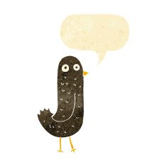 funny cartoon bird with speech bubble N9