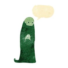 cartoon halloween ghoul with speech bubble N2