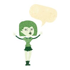 cartoon vampire girl with speech bubble N33