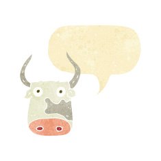 cartoon cow with speech bubble N6