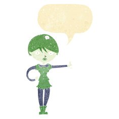 cartoon vampire girl giving thumbs up symbol with speech bubble N2