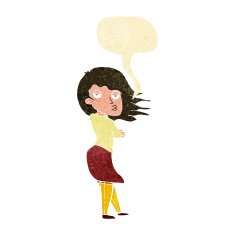 cartoon woman making photo face with speech bubble N2