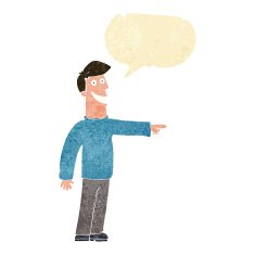 cartoon pointing man with speech bubble N14