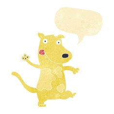 cartoon happy dog with speech bubble N15