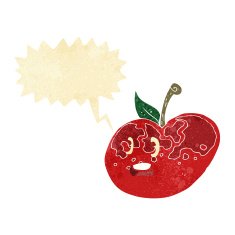 cartoon apple with speech bubble N6