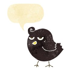 cartoon bird with speech bubble N39