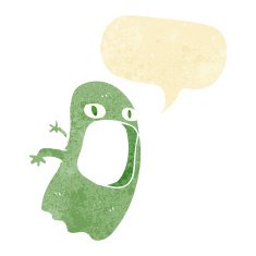 funny cartoon ghost with speech bubble N16
