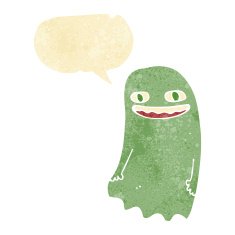 funny cartoon ghost with speech bubble N17