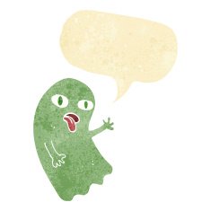 funny cartoon ghost with speech bubble N18