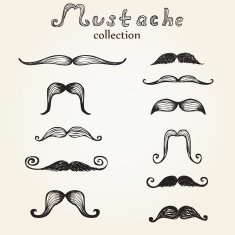 Hand drawn mustaches set N2