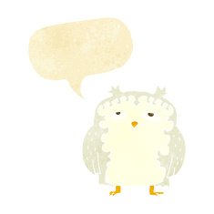 cartoon wise old owl with speech bubble N2