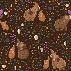 Cute floral seamless pattern with mammoths N4