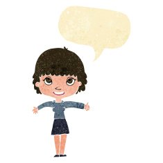 cartoon happy girl with speech bubble N13