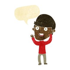 cartoon happy man with speech bubble N49