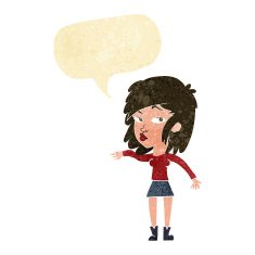 cartoon woman playing it cool with speech bubble N2