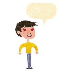 cartoon man in love with speech bubble N2