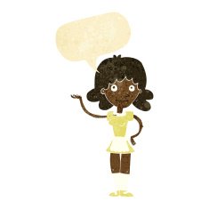 cartoon maid with speech bubble N4