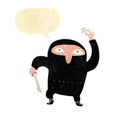cartoon ninja with speech bubble N2